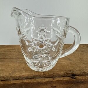 Creamer with Handle Glass Anchor Hocking Star of David 4" Tall x 3.5" Wide‎